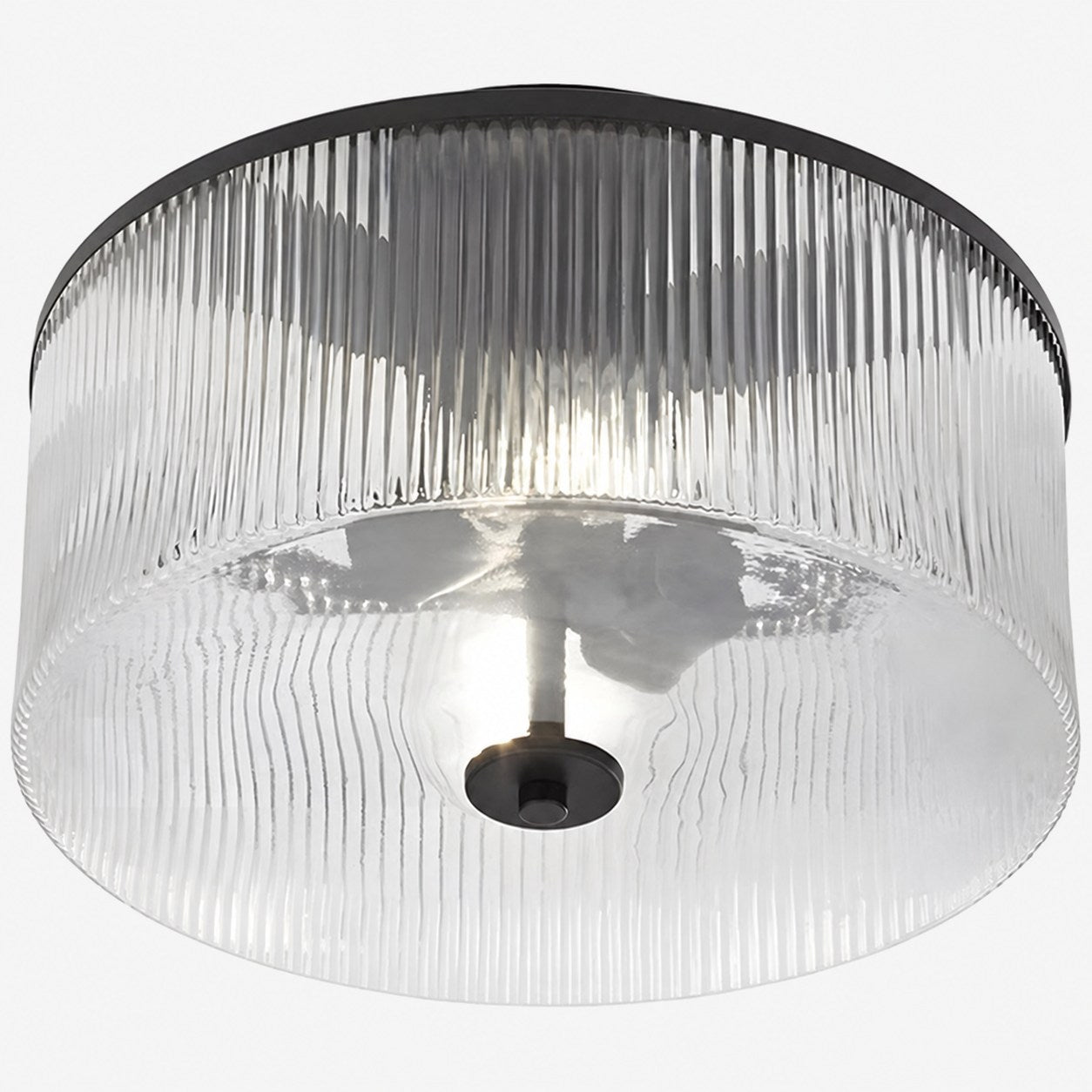 Rilona Striped Glass Drum Ceiling Fixture — Classic Semi-Flush Light for Bedroom or Office U13