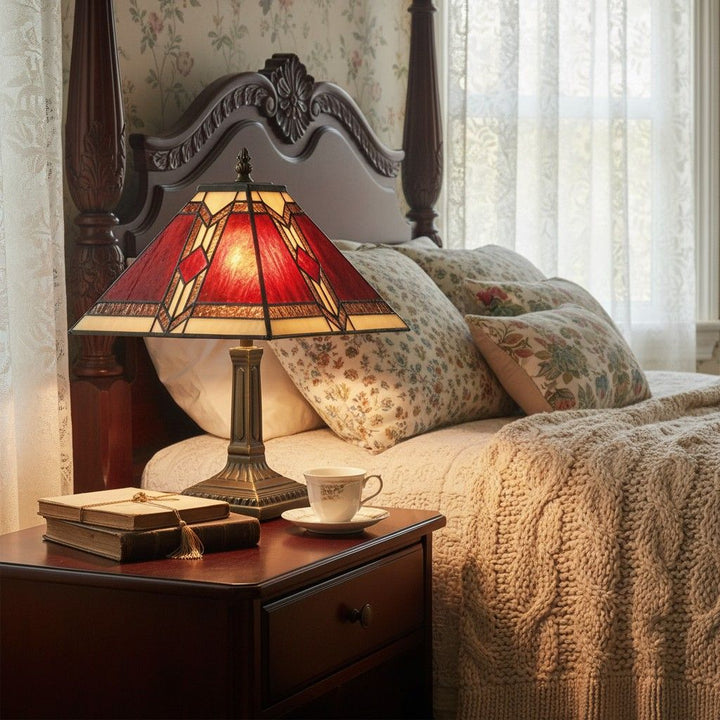 TiffStar Stained Glass Table Lamp – Vintage Style Stained Glass Suitable for Bedrooms and Living Rooms