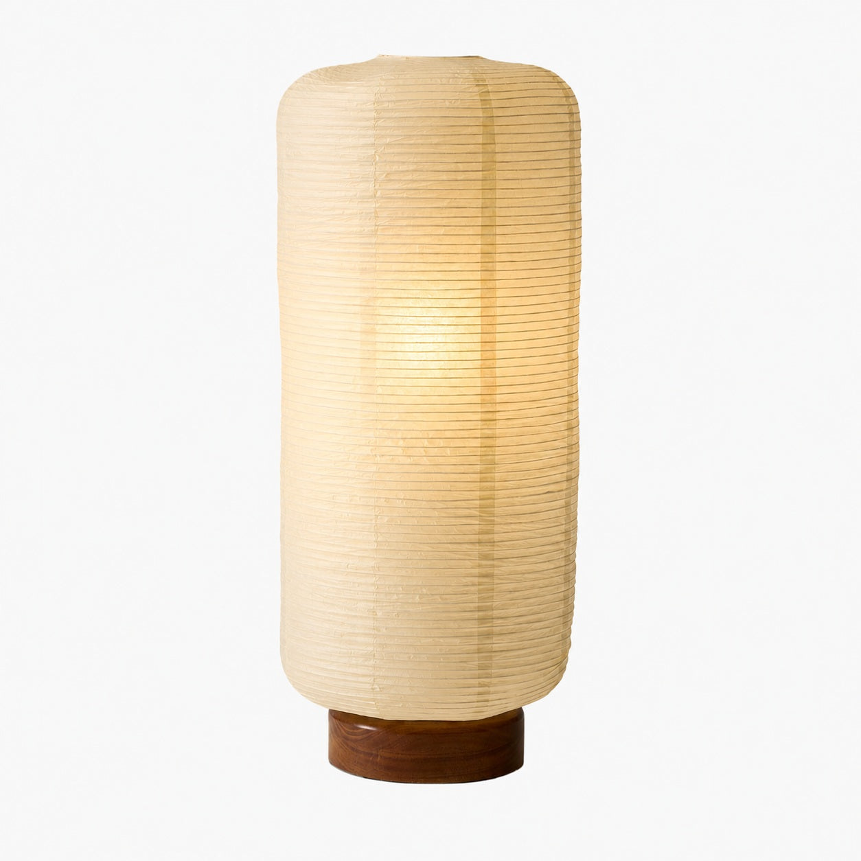 Tivo Minimalist Ribbed Floor Lamp - Simple Solid Wood Base with Paper Lampshade Suitable for Living Room and Bedroom