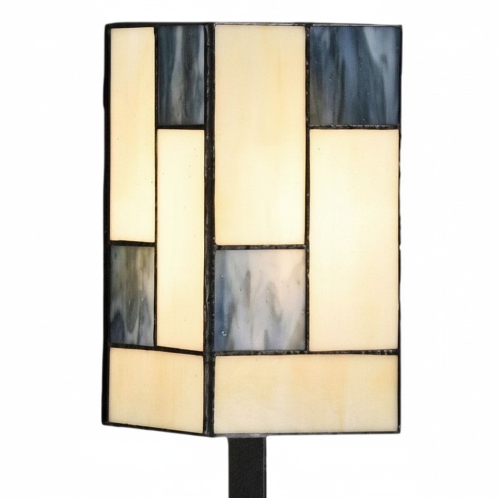TF Manchester Square Table Lamp - Geometric Glass and Metal for Bedroom and Living Room