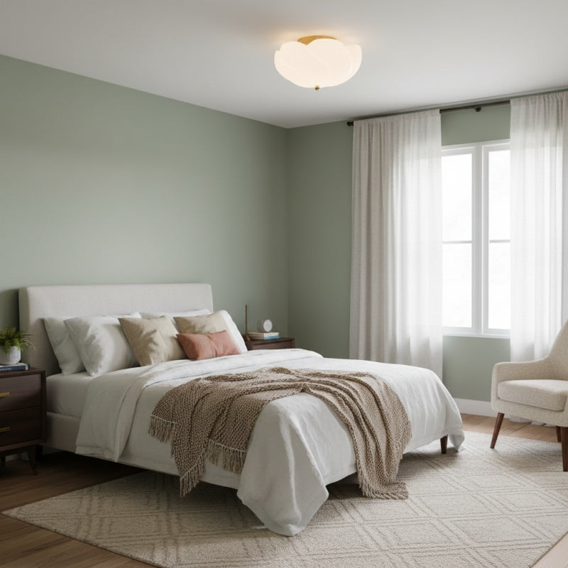 Modo Ceiling Light – Minimalist Glass Shade with Sleek Brass Frame for Dining Room