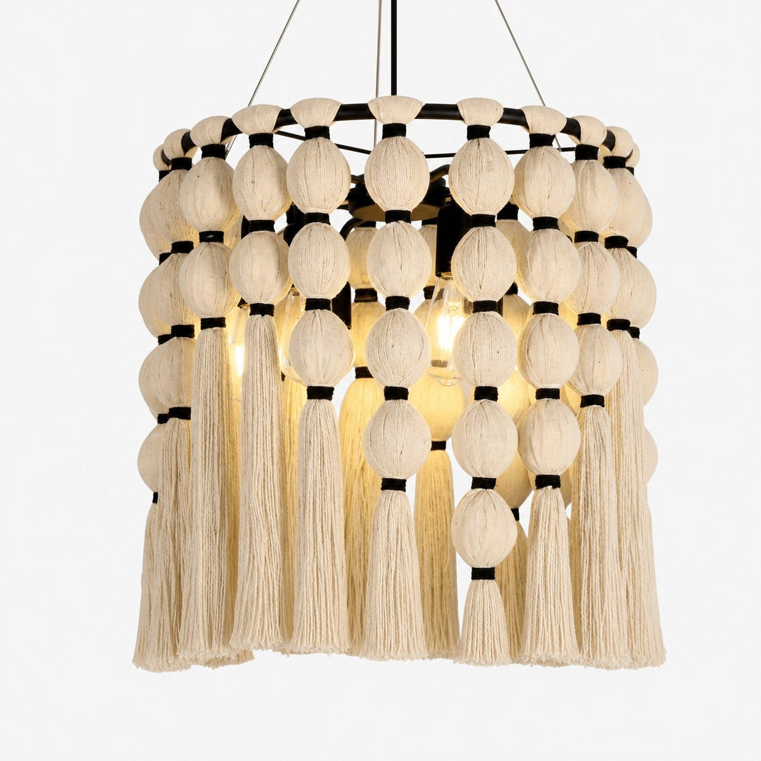 Modulune Modern Elegant Handmade Chandelier with White Cotton Fringe for Living Room