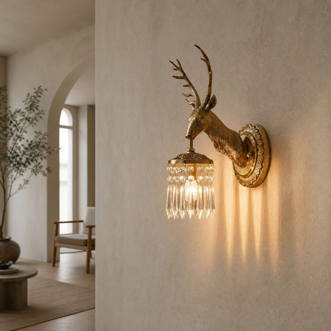 Antler Crystal Wall Lamp