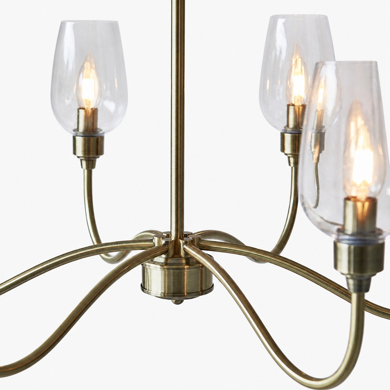 Clarione Art Deco 6-Light Linear Chandelier with Blown Glass Shades for Kitchen