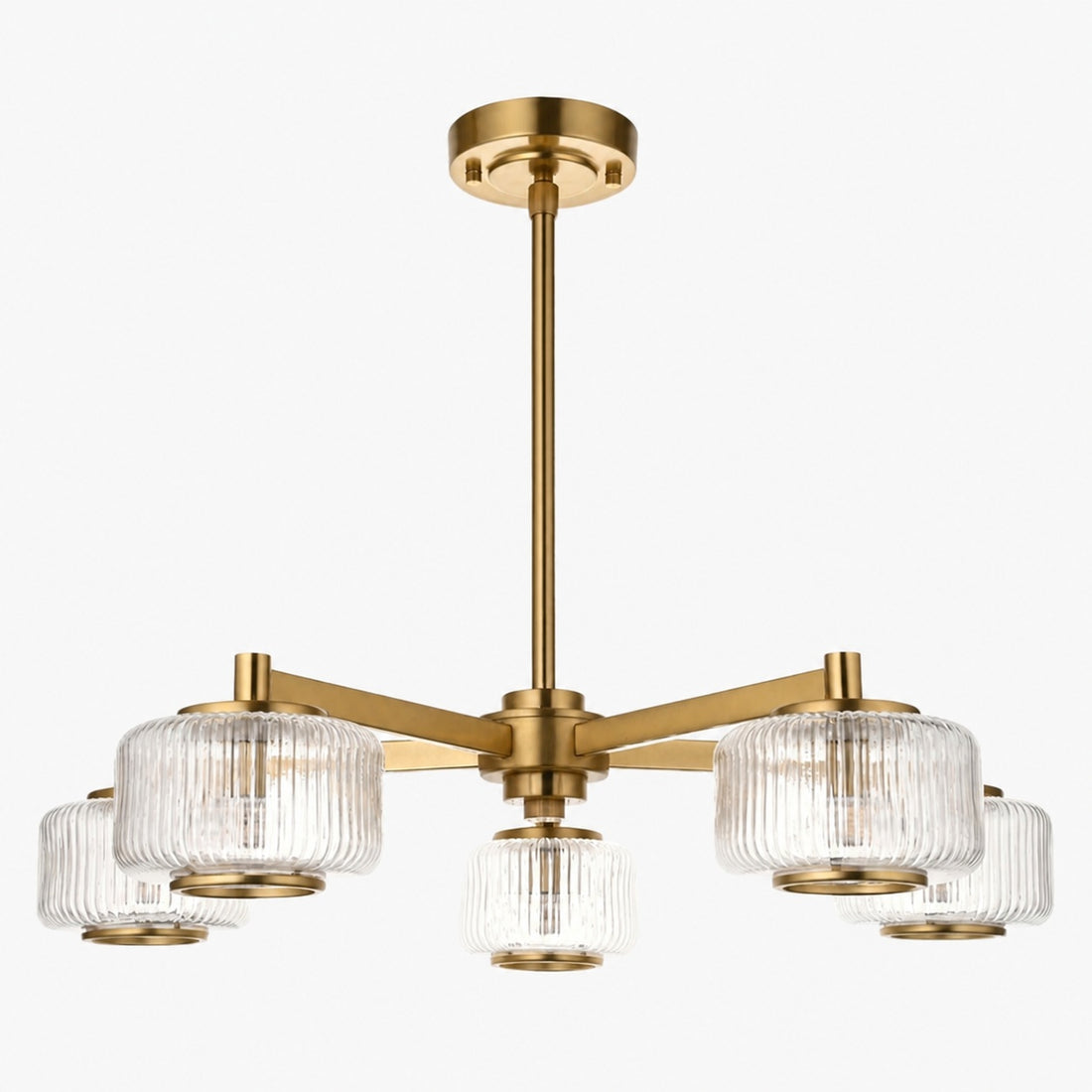 Canovus Ceiling Fixture with Ribbed Glass - Industrial Metal Living Room Light