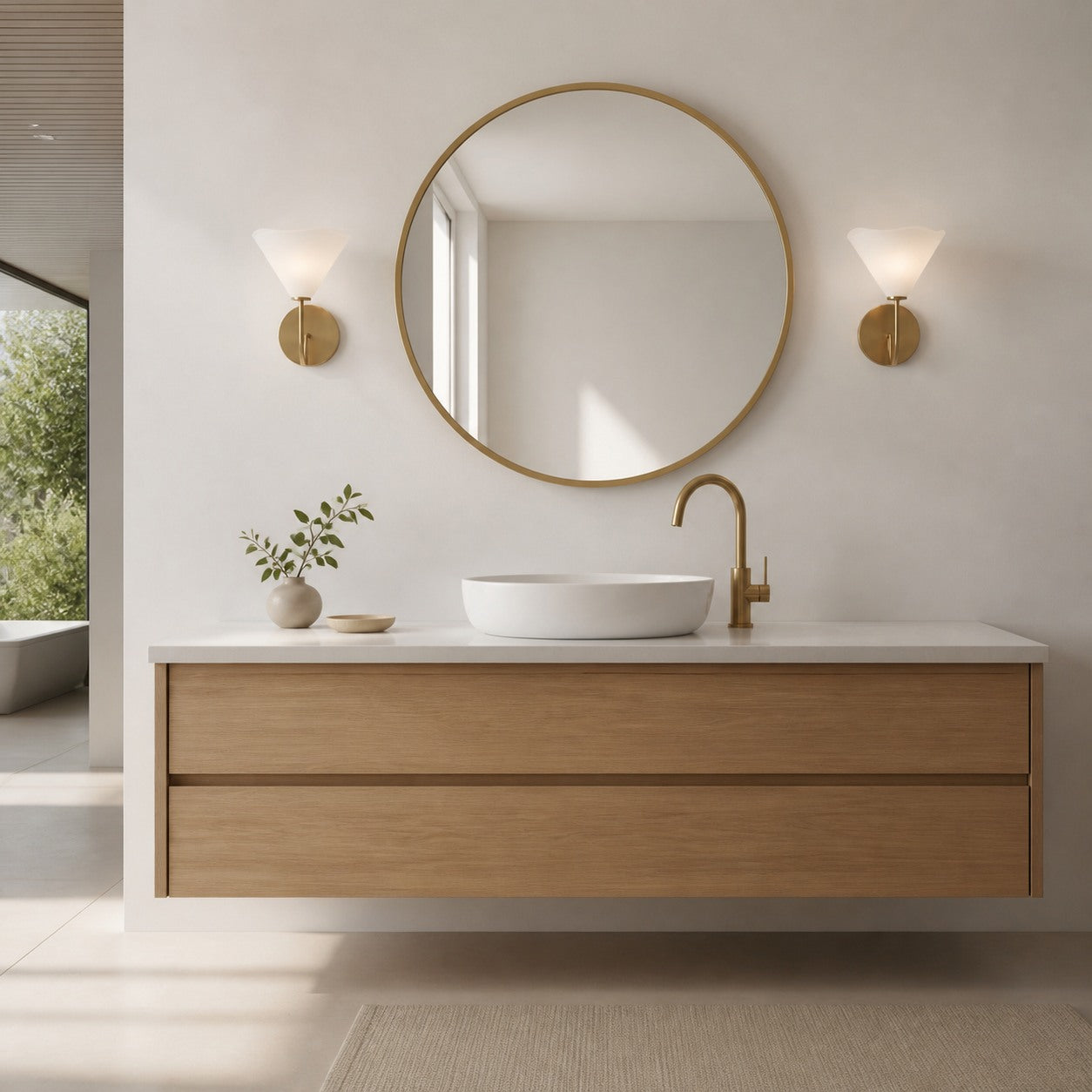 Kysara Brass Linen Wall Lamp - Sculptural Curves Design Suitable for Living Rooms, Bedrooms and Bathrooms