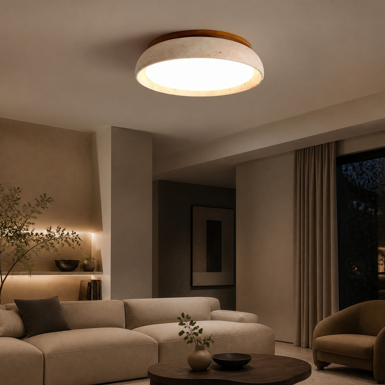Modern Scandinavian Travertine Ceiling Light