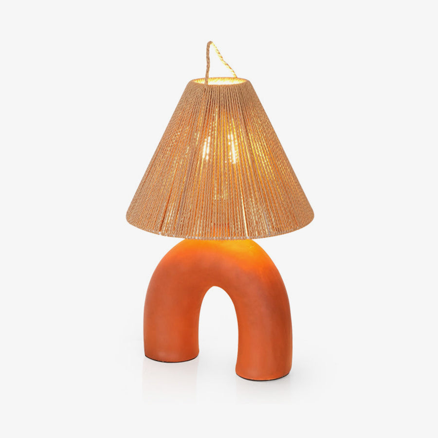 Arch - Shaped Straw Hat Table Lamp