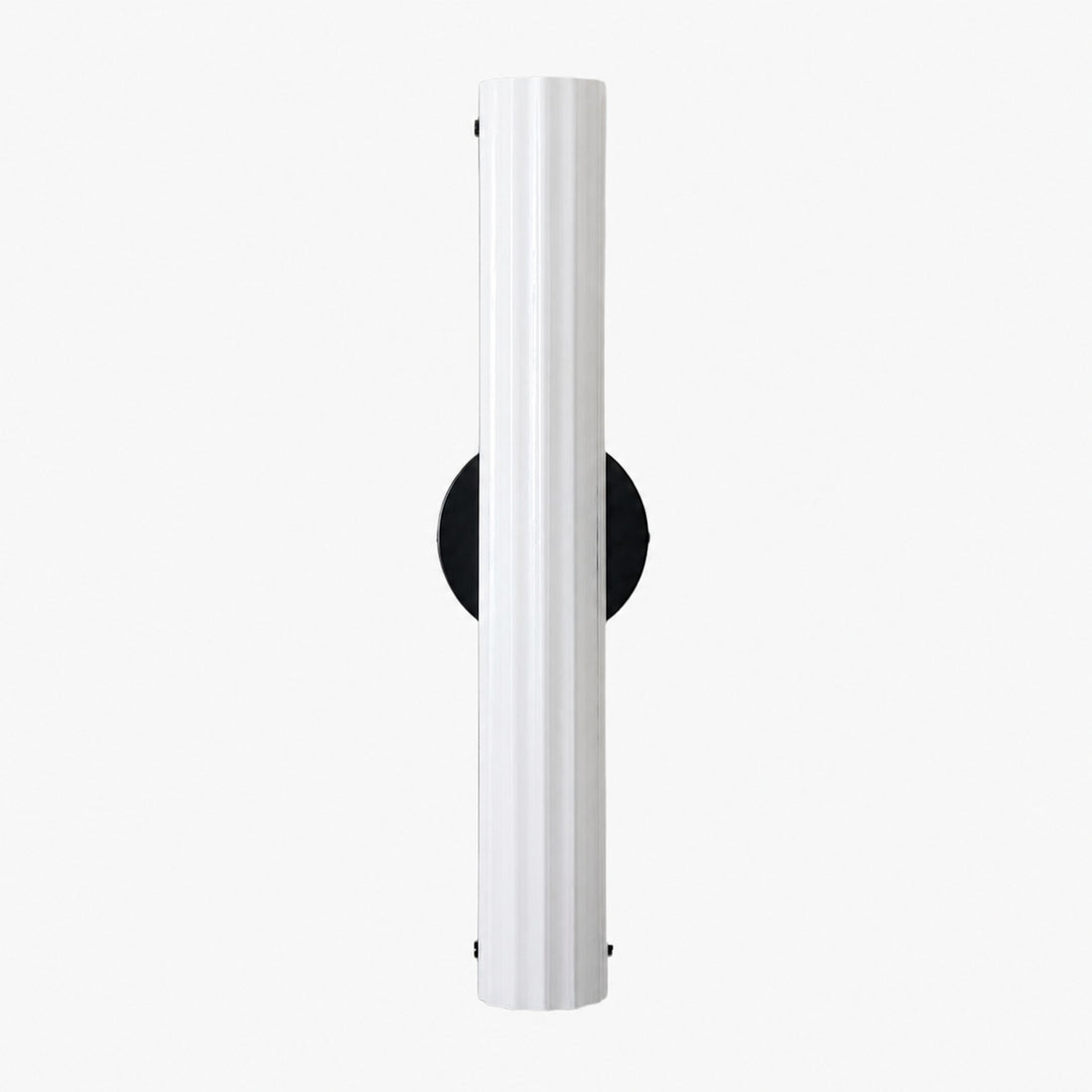 Trenia Steel Wall Sconce with Milky Glass Shade - Vertical Ribbed Design