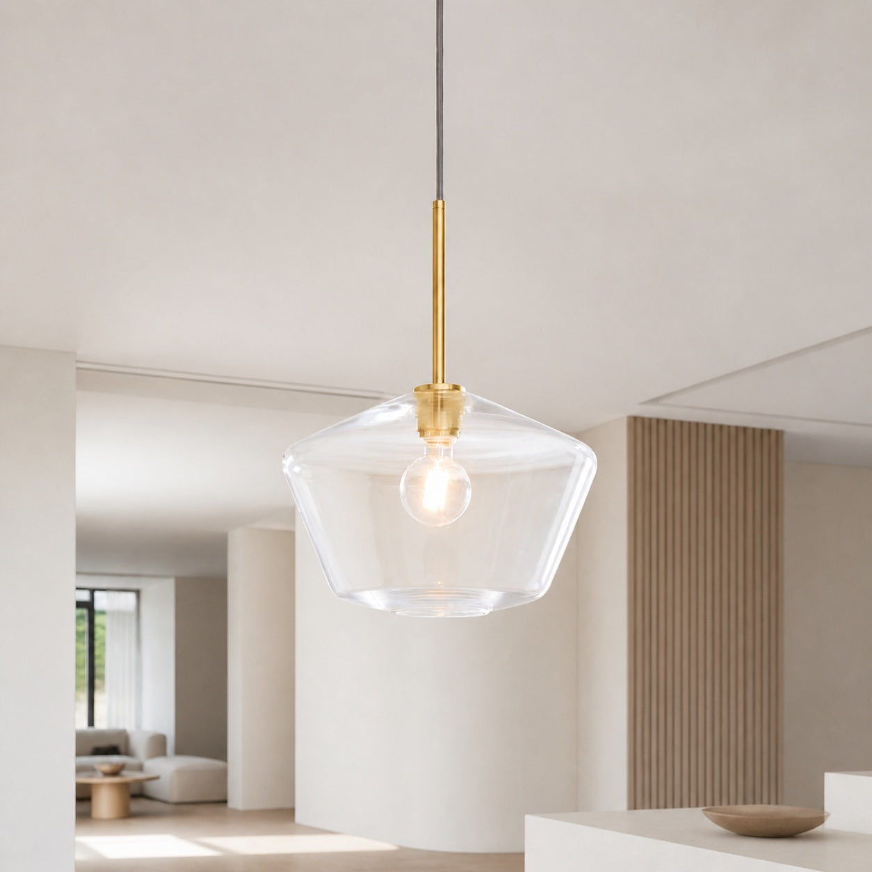 Merin Transparent Glass Sculpture Geometric Chandelier