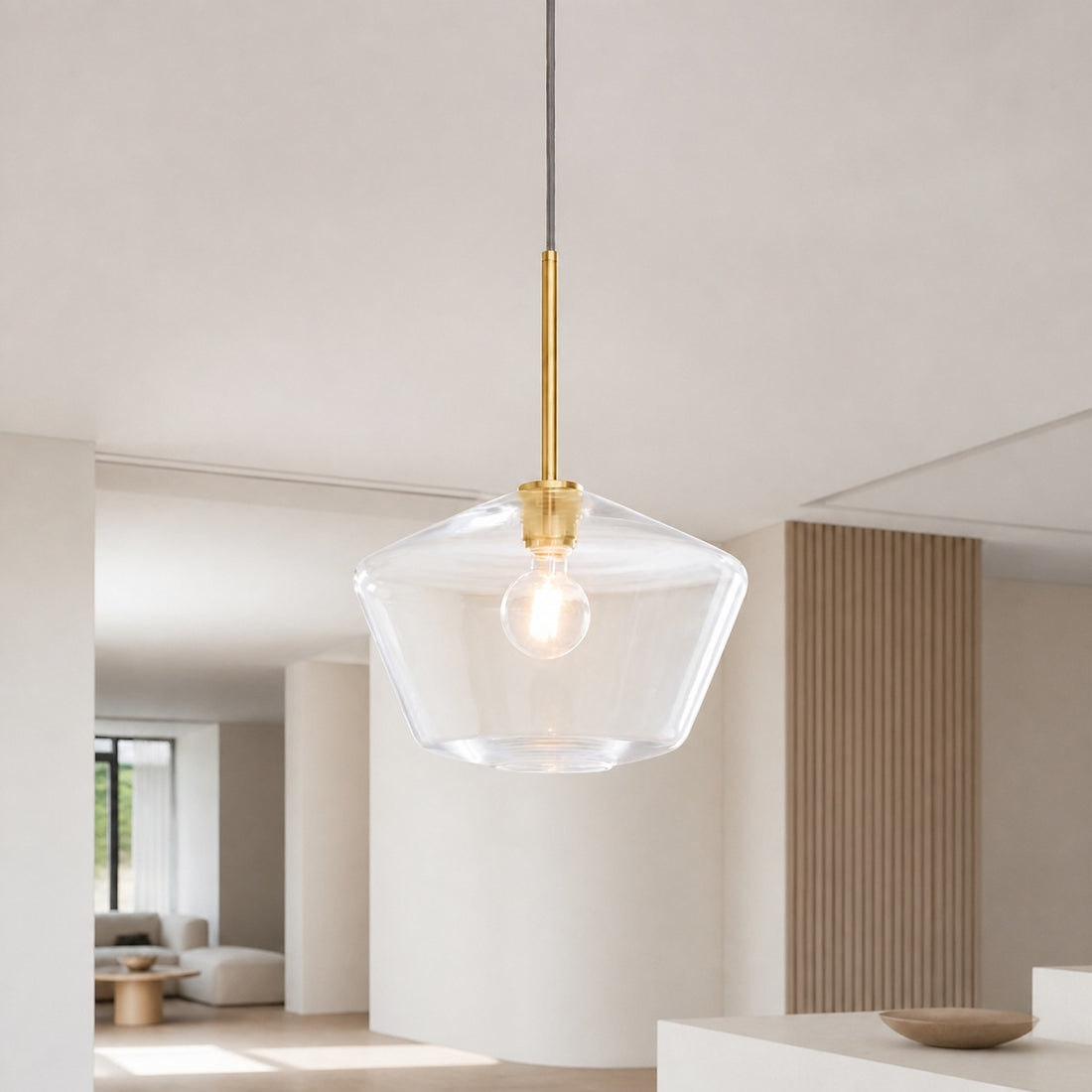 Merin Transparent Glass Sculpture Geometric Chandelier