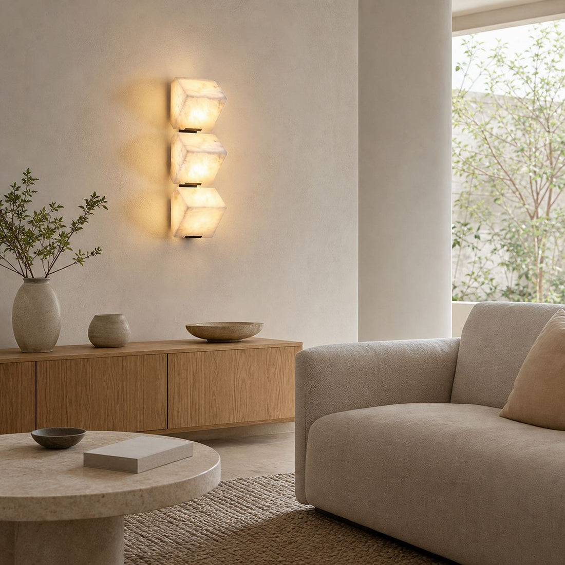 Modern Alabaster Wall Lamp – Minimalist Staircase Sconce for Hallway Corridor Lighting