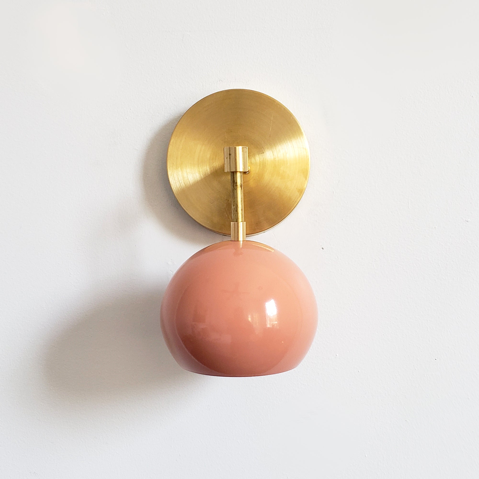 Mid Century Flame Orange Globe Wall Sconce - Modern Brass Or Chrome Light