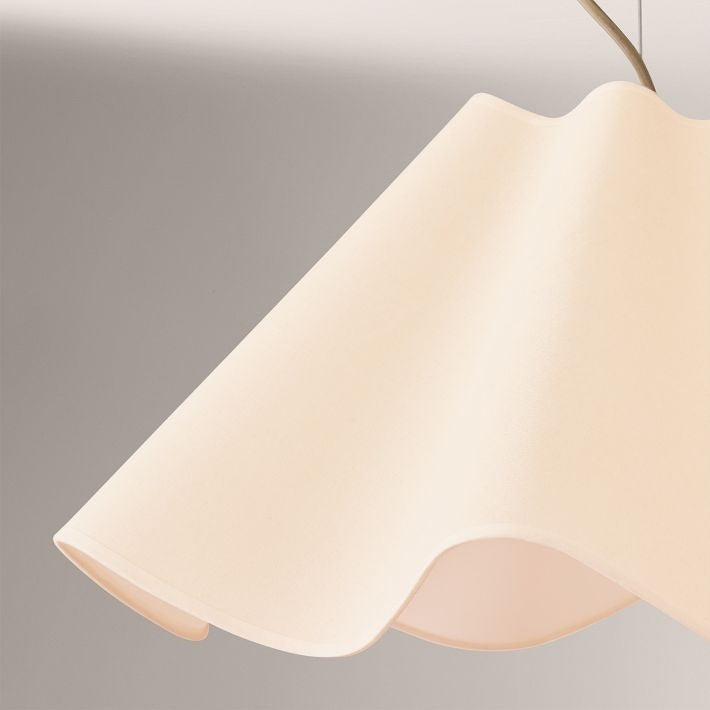 Oslan Ivory Linen Pendant Light - Scalloped Shade Modern Ceiling Lamp
