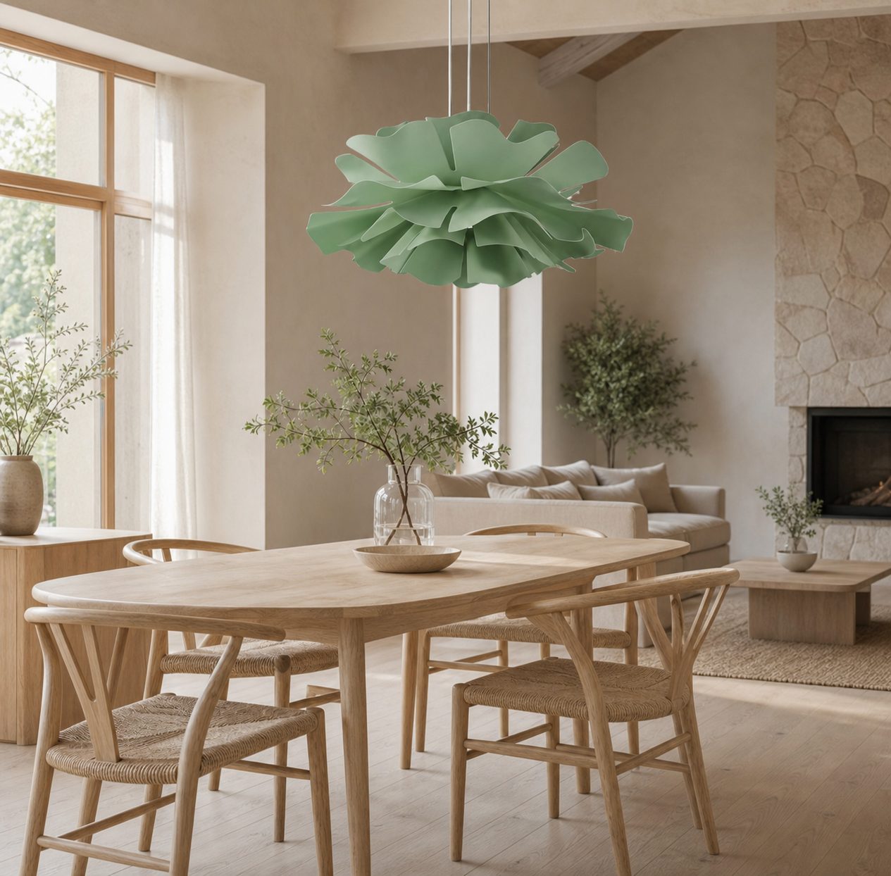 Blossenari Nordic Flower Design Pendant Lamp – Sculptural Floral Ceiling Light for Living Room N34