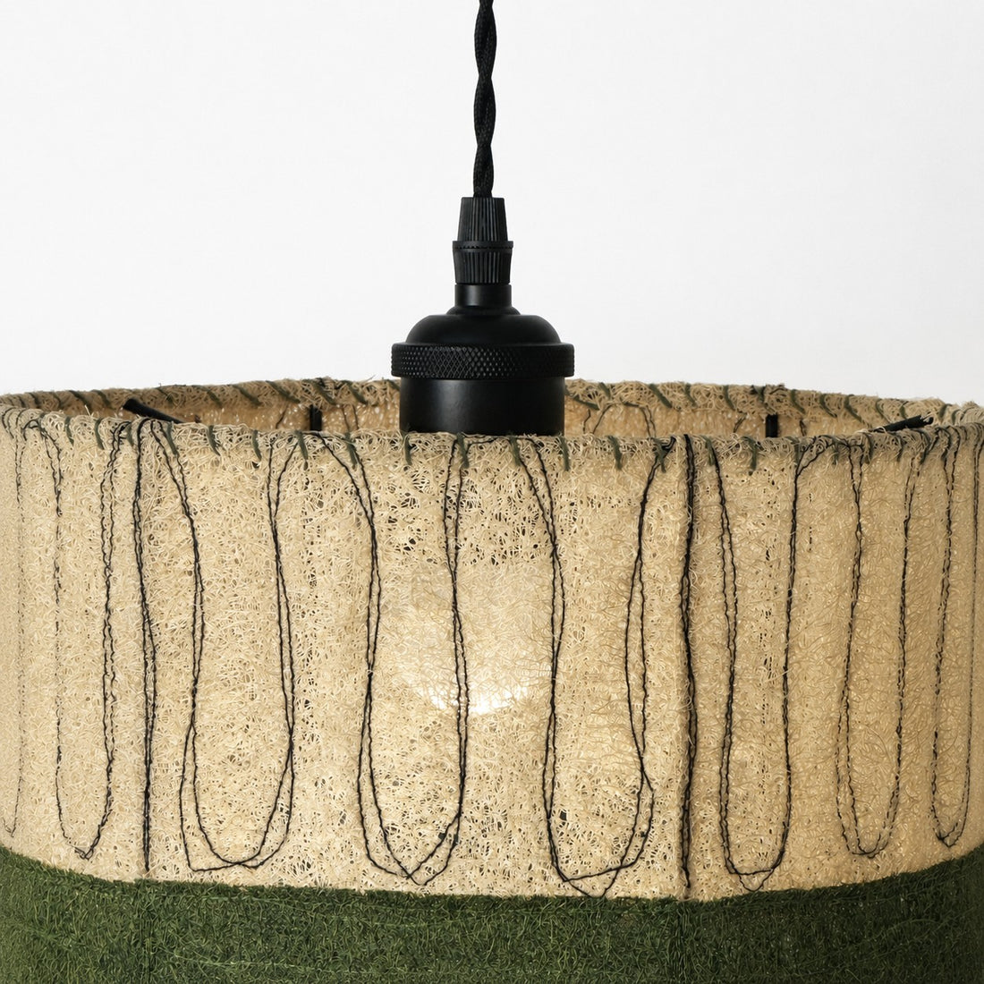 Natural Loofah Pendant Light - Organic Woven Shade for Dining Room