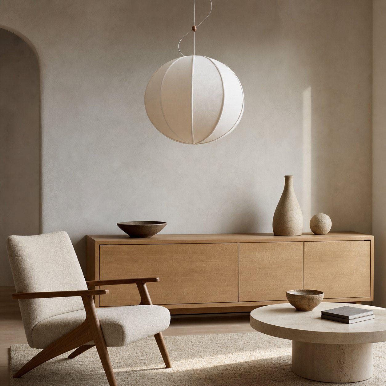 Alvian Pendant Light - Linen Shade with Adjustable Height for Cozy Dining