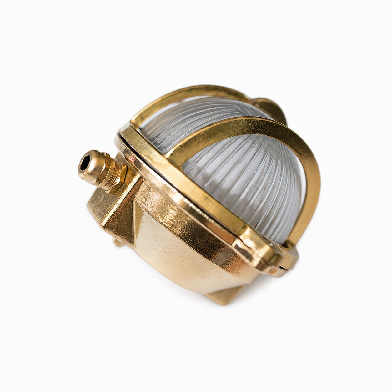 Ivoran Bulkhead Wall Sconce - Brass Caged Glass Vintage Industrial Light for Outdoor and Bathroom