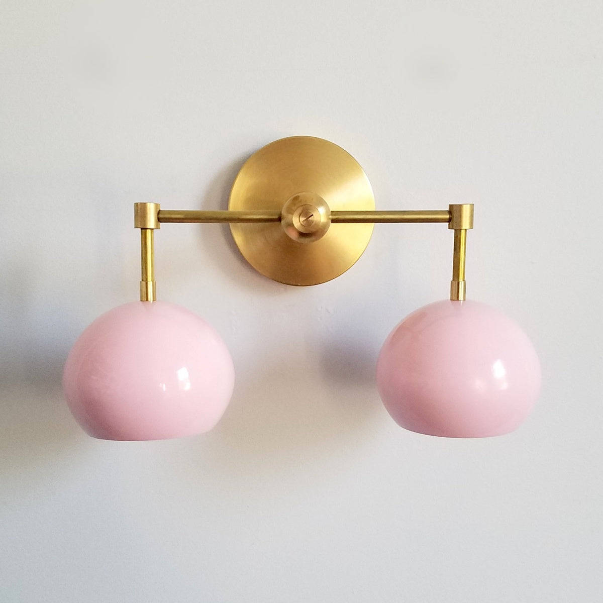 Doll Pink Wall Sconce - Double Head Globe-shaped Bath Wall Light