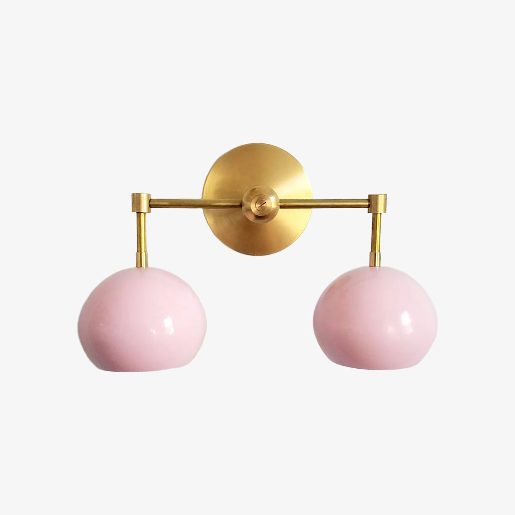 Doll Pink Wall Sconce - Double Head Globe-shaped Bath Wall Light