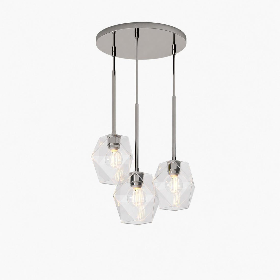Talvior Sculptural Lighting - 3-Light Faceted Chandelier in Versatile Finishes | Explore Collection