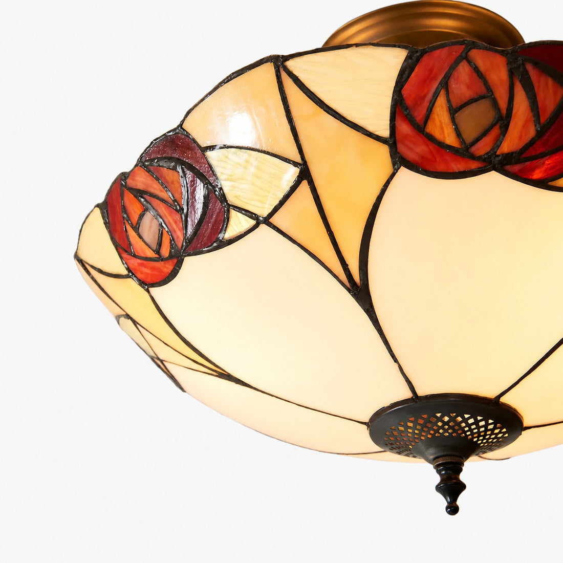TF Ingram Handcrafted Stained Glass Ceiling Lamp – Vintage Art Deco Tiffany Light for Dining Room