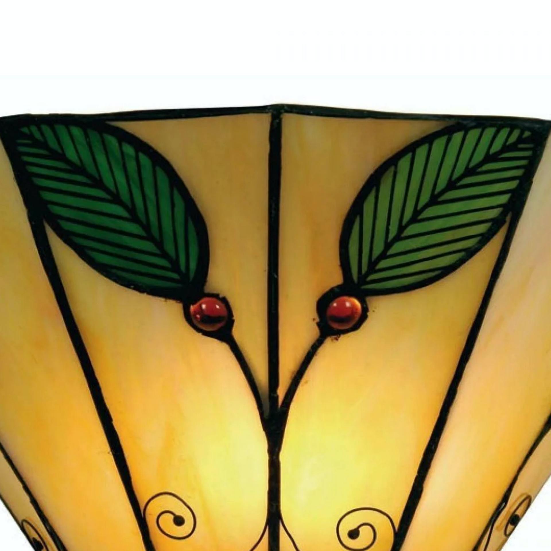 TiffStar Art Nouveau Leaf Motif Tiffany Wall Sconce - Vintage Inspired Accent Lighting for Hallway and Living Room