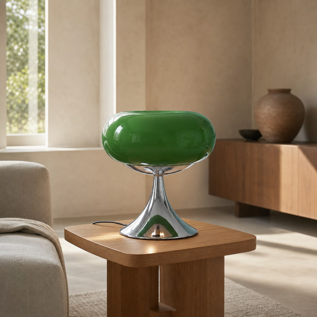 Lollora Decorative Table Lamp – Sculptural Glass Accent Light for Bedroom or Living Room