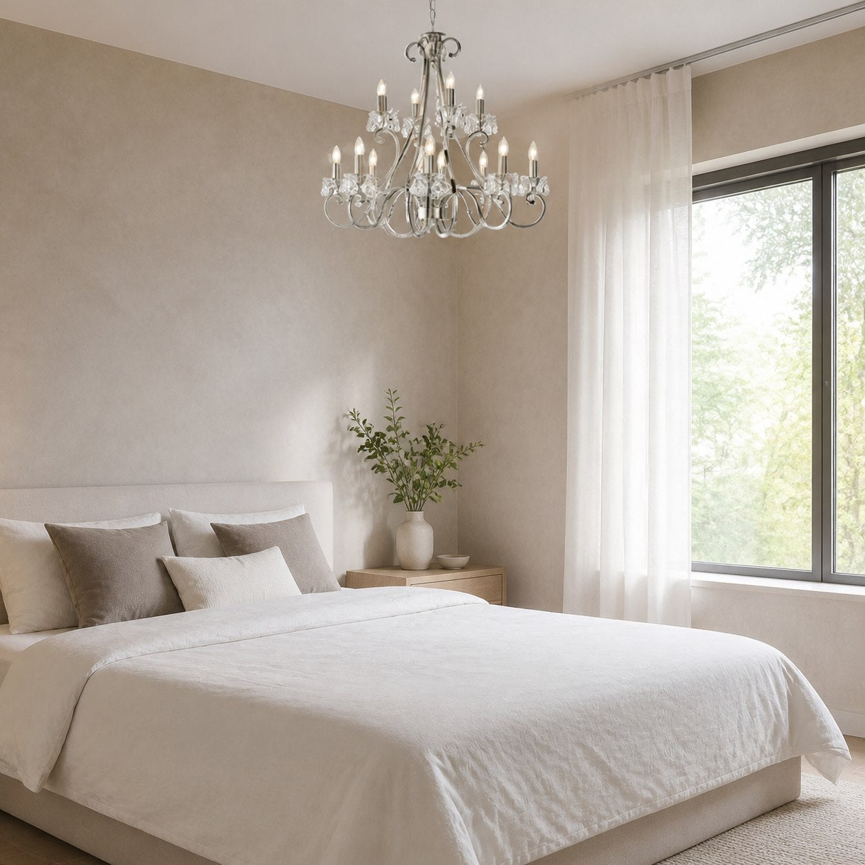 Talonis Crystal Chandelier - Traditional Candle-Style Brass and Nickel for Living Room and Dining Room
