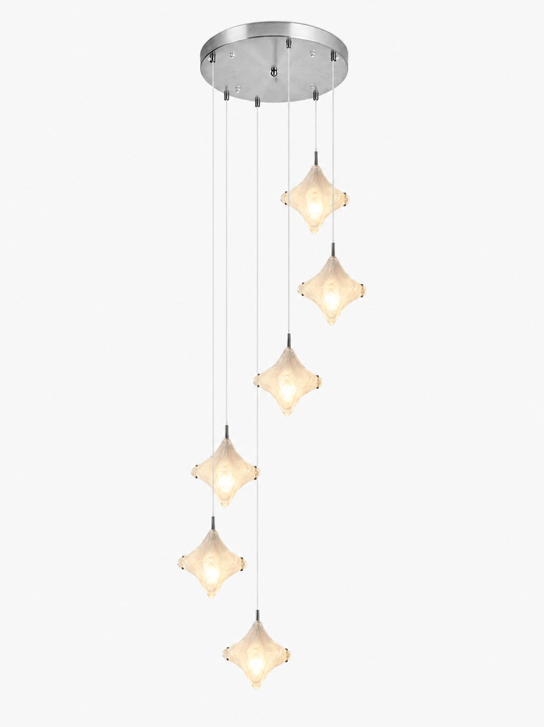 Art Deco Star Staircase Pendant Light – Frosted Glass Hanging Fixture –  Astris Altair