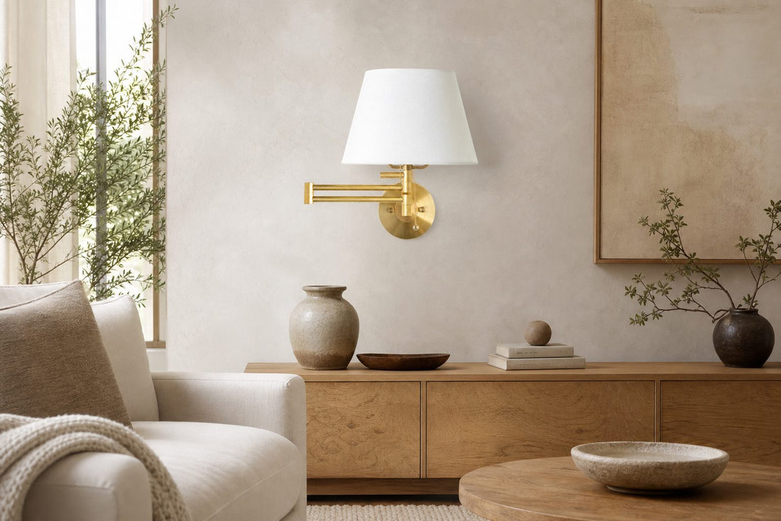 Ornato Luxe Brass Schoolhouse Sconce - Art Deco Wall Light with White Glass Shade