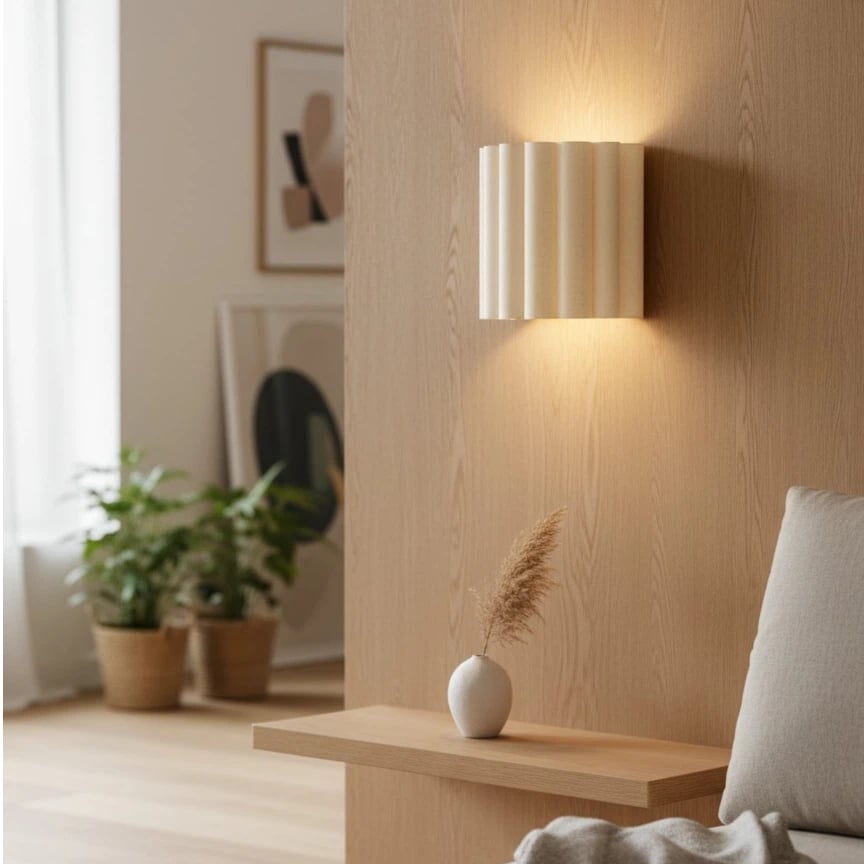 Velura Linen Fold Wall Sconce - Fabric Soft Pleated Design Ambient Lighting for Bedroom or Hallway