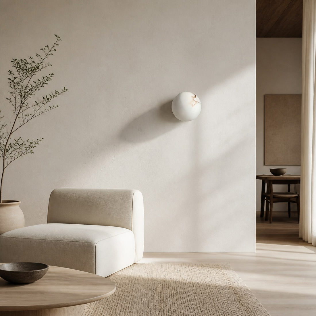 OrbisMuse Elegant Natural Stone Globe Wall Sconce - Minimalist Light for Hallways