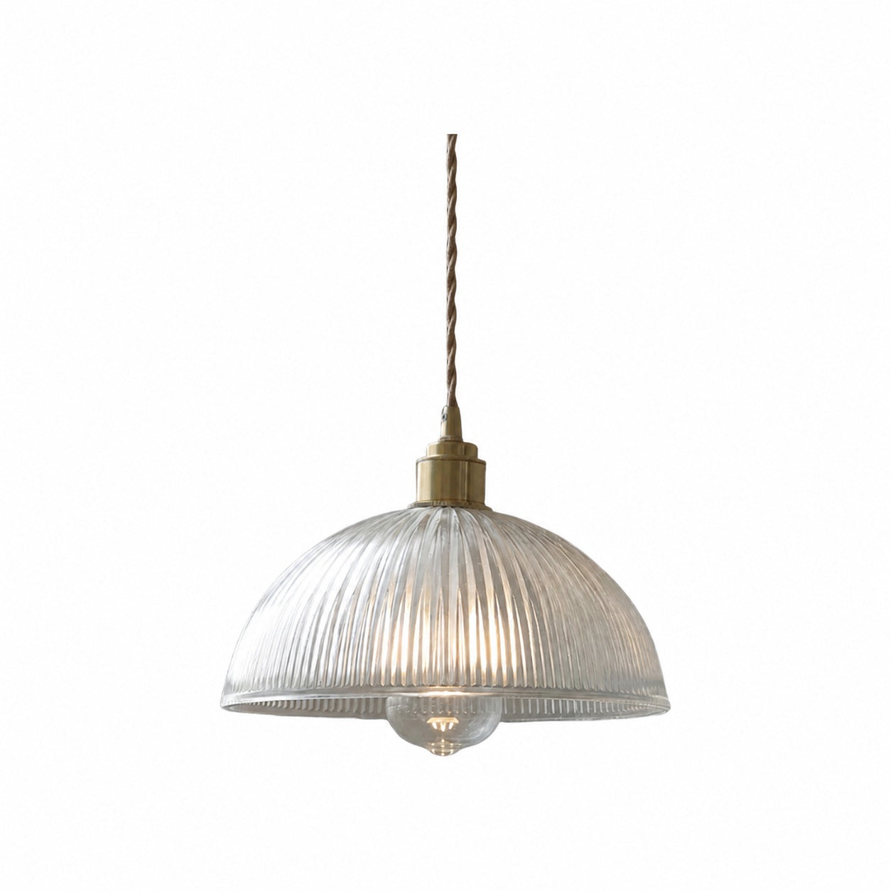 Ribilux Ribbed Pendant Light - Vintage Glass and Metal for Kitchen and Dining Room