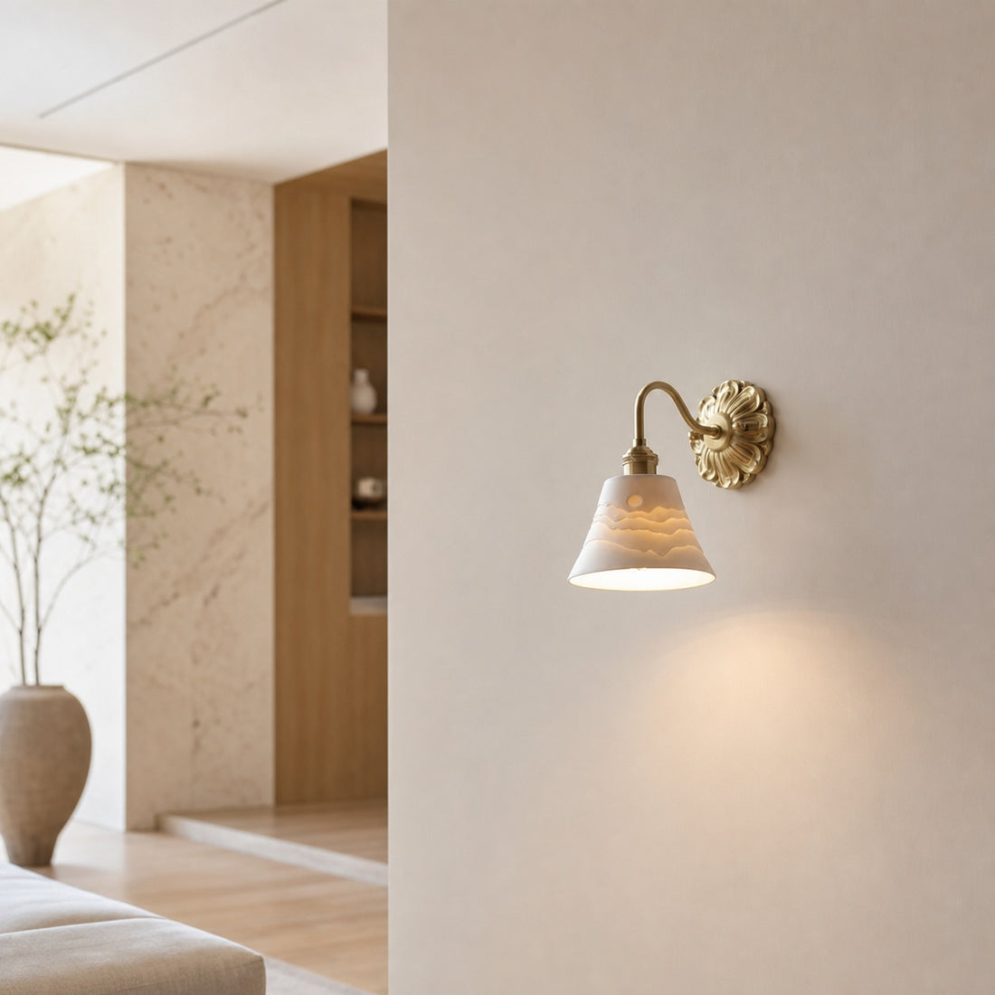 Brass Ceramic Wall Light