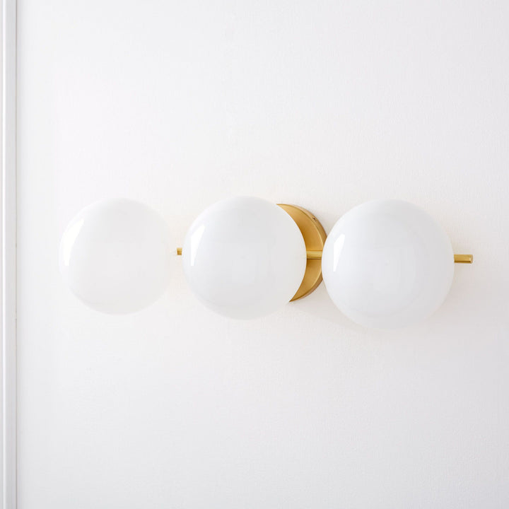 Alessora Mid-Century Modern 3-Light Wall Sconce - Metal Frame White Glass Globes