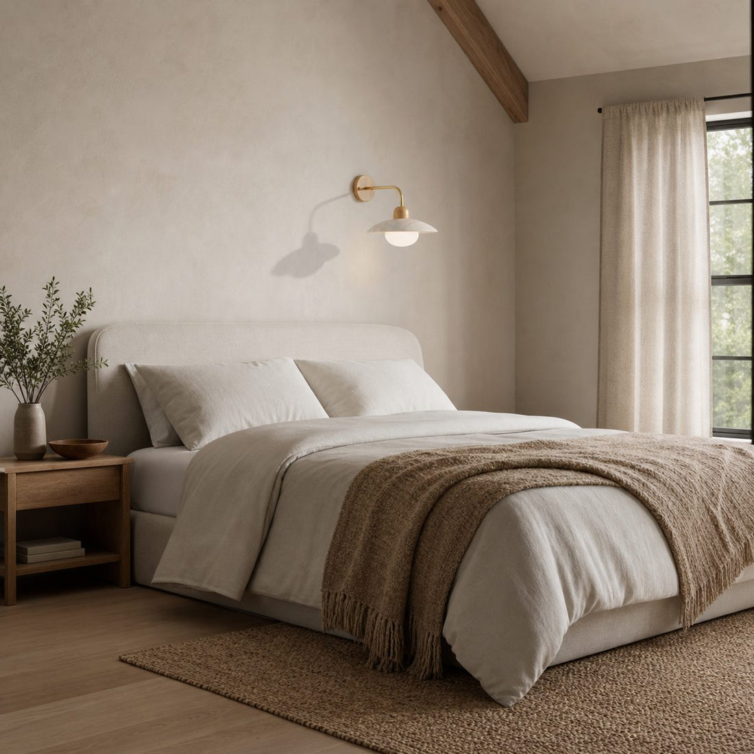 Discra Minimalist Sculptural Circular Wall Lamp —  Natural Style Wall Fixture for Hallway and Bedroom U18