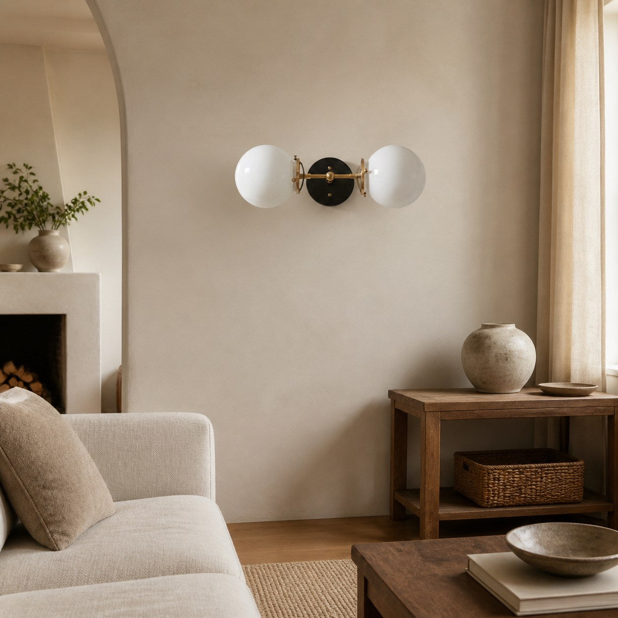 Lumio Globe Art Deco Vanity Light -  Opal Globe Bathroom Sconce