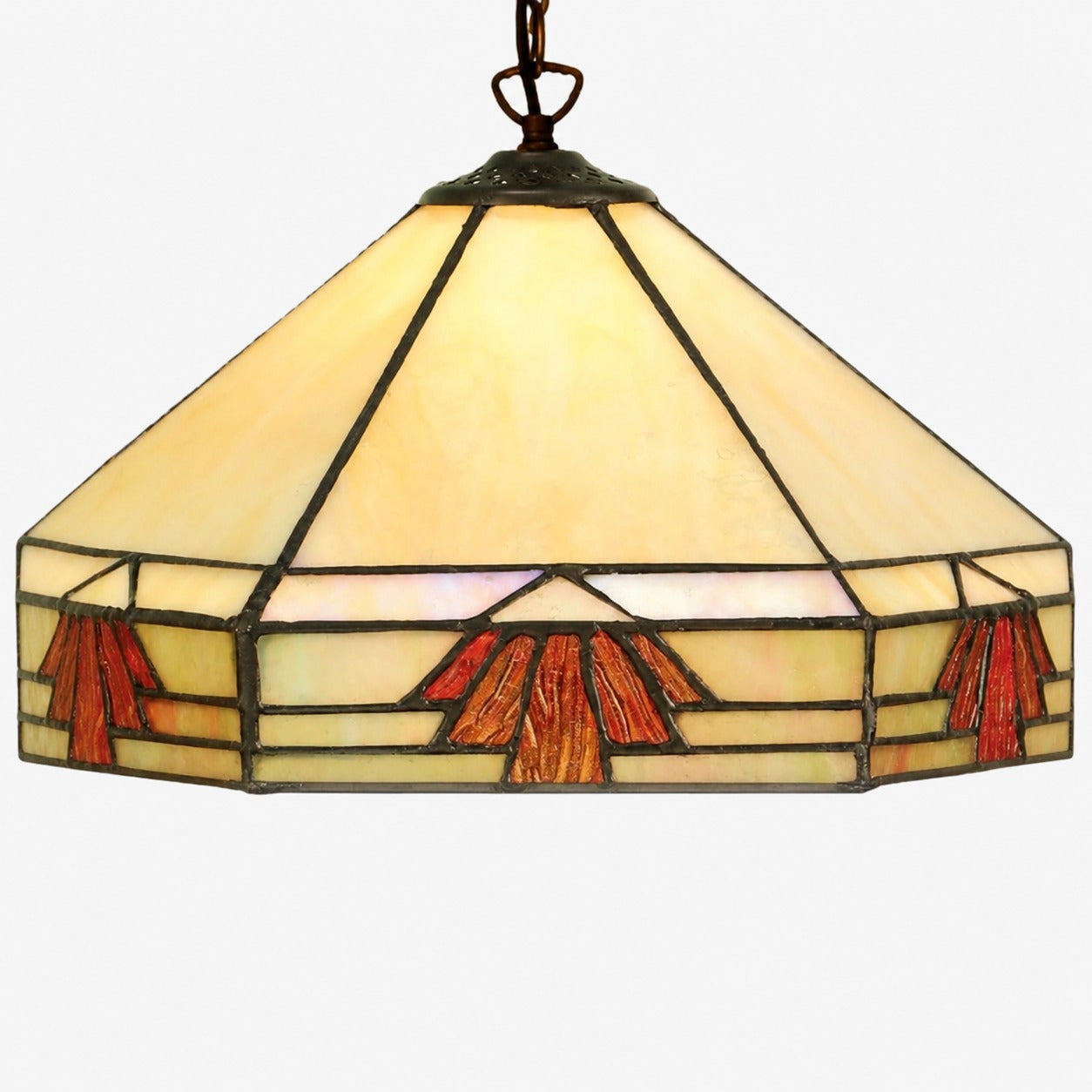 TF Nevada Vintage Stained Glass Pendant - Handcrafted Art Glass Lighting for Dining Areas