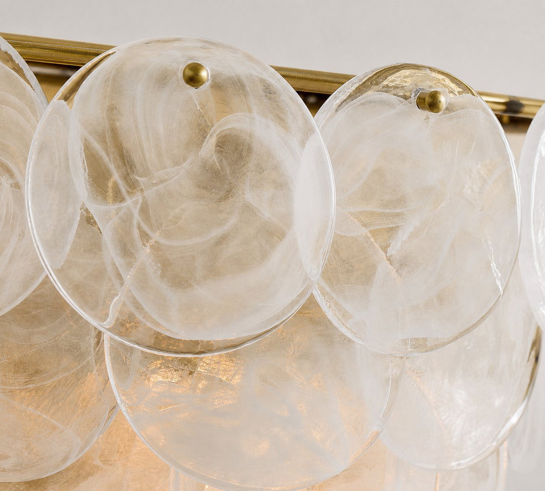 Sevra Cascading Glass Disc Wall Sconce - Metal Vintage Brass Finish Lighting