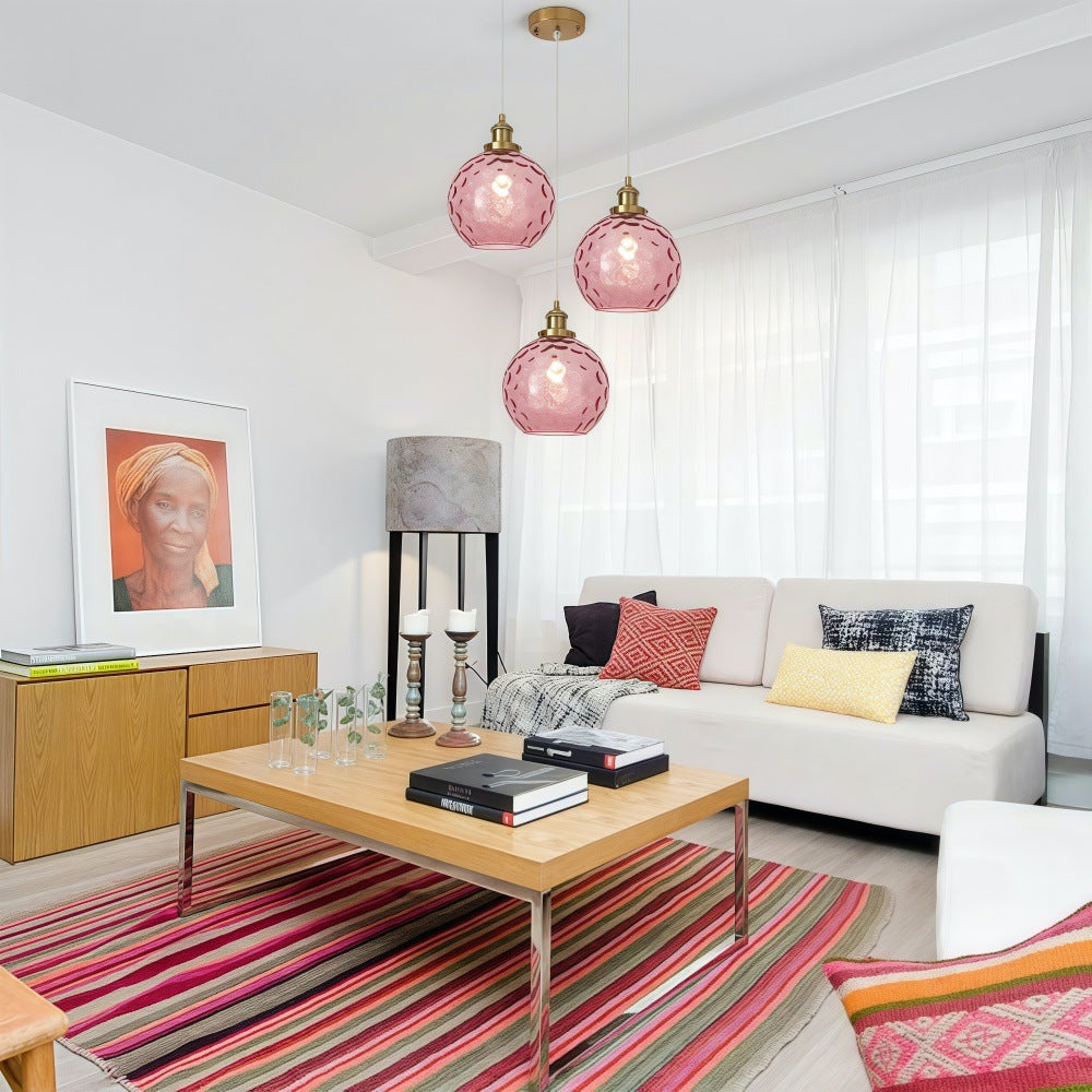 Single Hammered Glass Globe Pendant Light