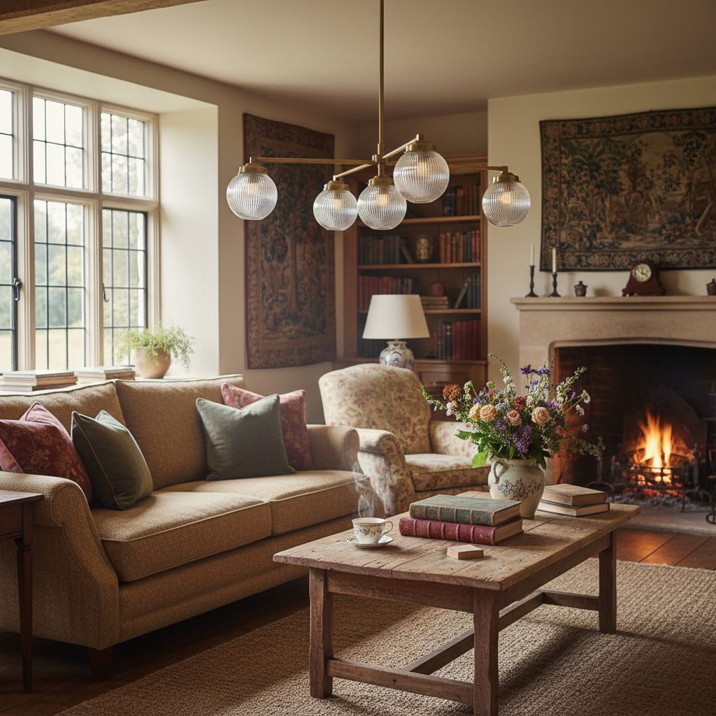 Glorica Glass Frosted Glass Globe Chandelier - Brass Modern Lighting for Living Room