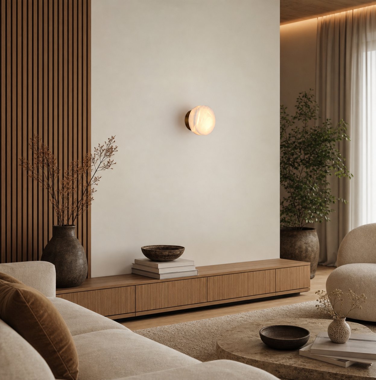 Cylindrical Alabaster Wall Lamp