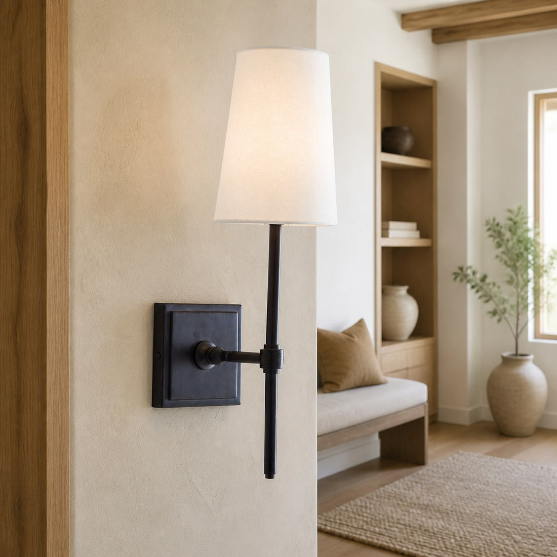 Derlina White Linen Shades Wall Lamp – Retro Metal Multi-Head Lighting Fixture