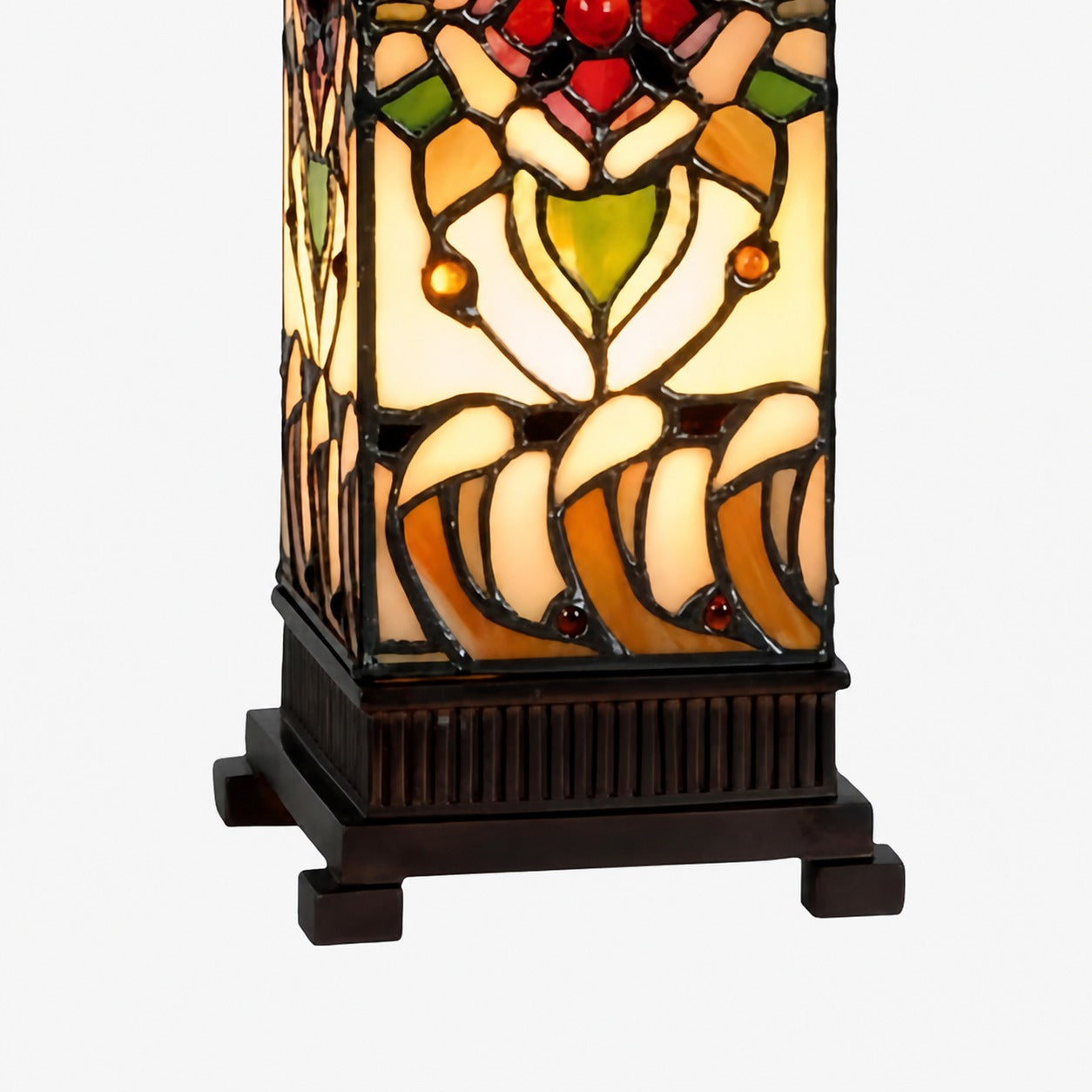 TF Angelique Art Nouveau Stained Glass Table Lamp - Handcrafted Floral Design for Living Room