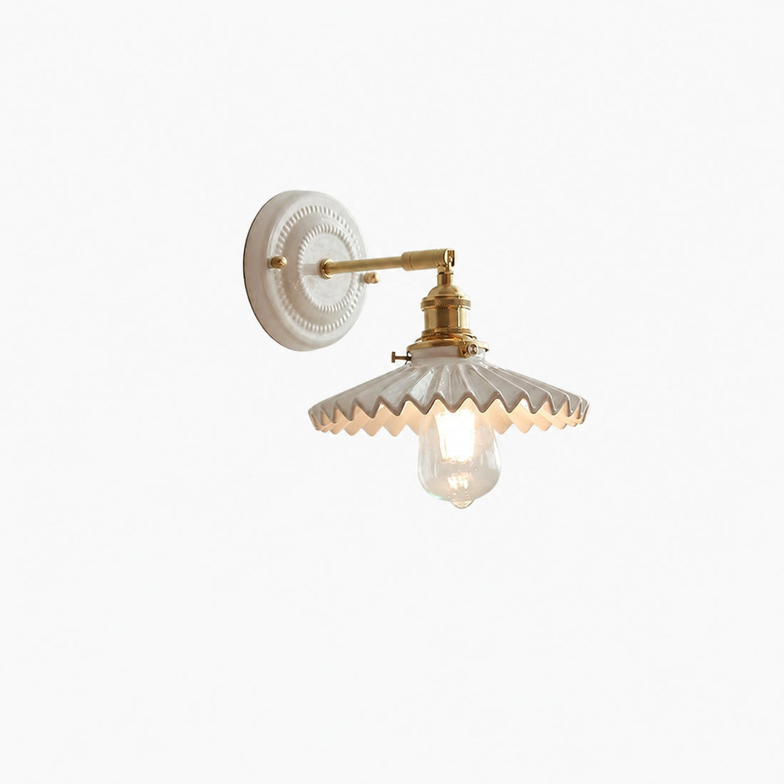 Vintage Japanese Ceramic Brass 1-Light Wall Sconce Lamp