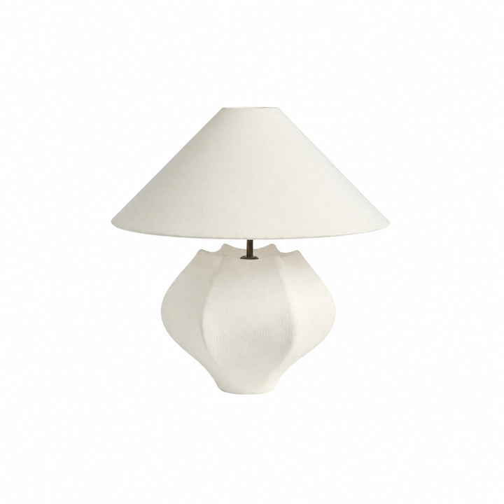 Cordove Table Lamp - Sculptural Ceramic Base and Linen Shade Suitable for Living room, Bedroom or Side Table