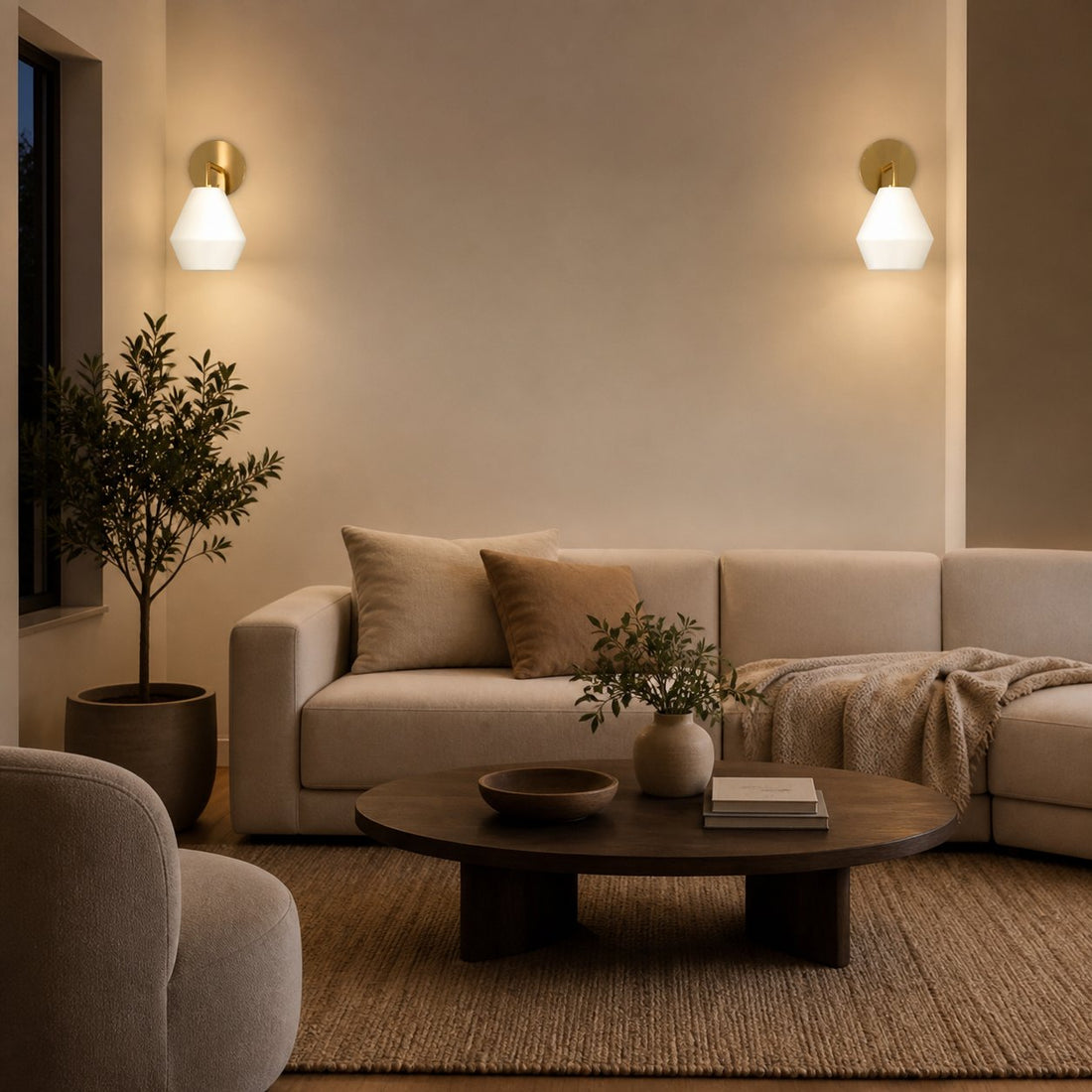 Merin Sculptural Milk Glass Geometric Wall Lamp