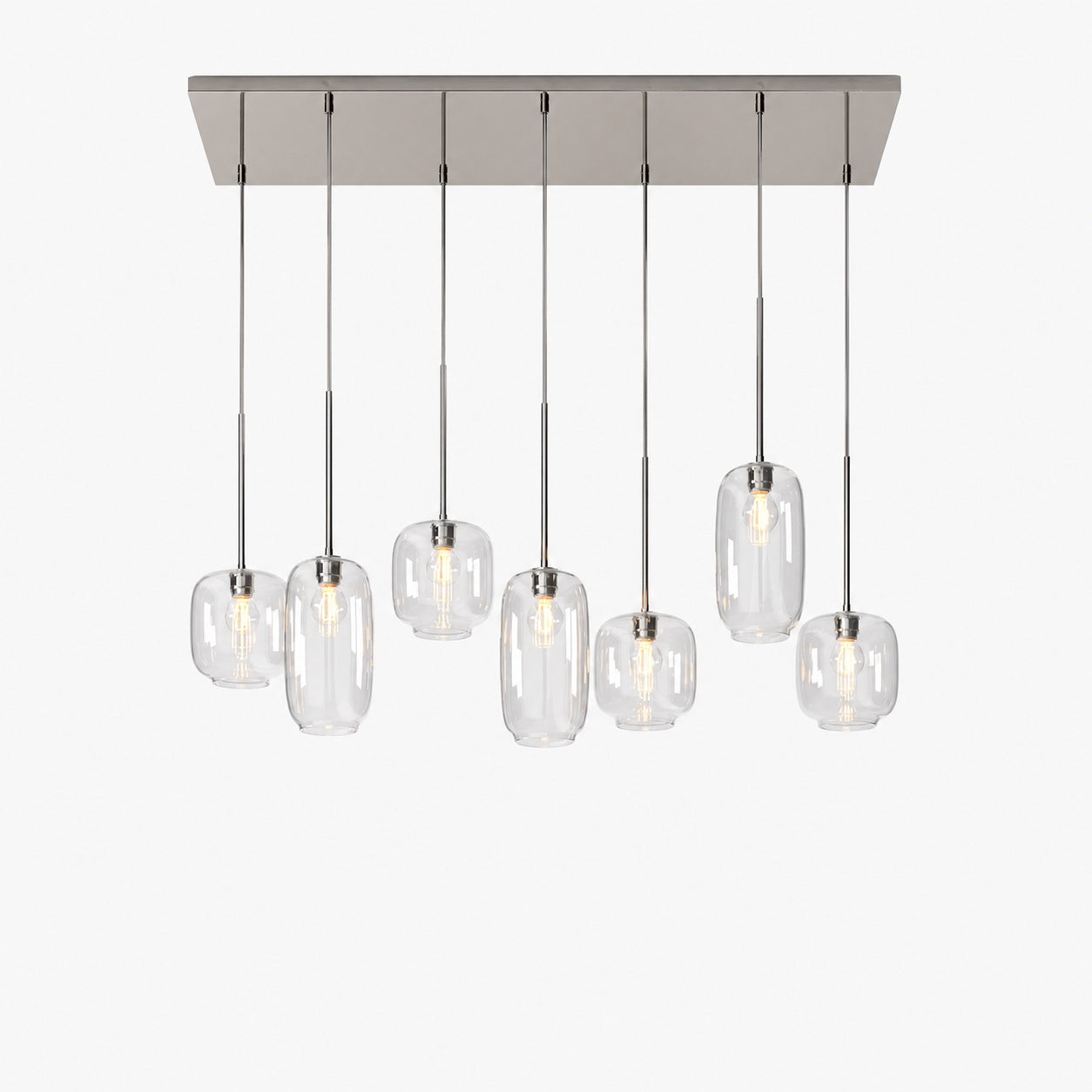 Lumivelle Sculptural 7-Light Chandelier – Adjustable Height Modern Glass Pendant