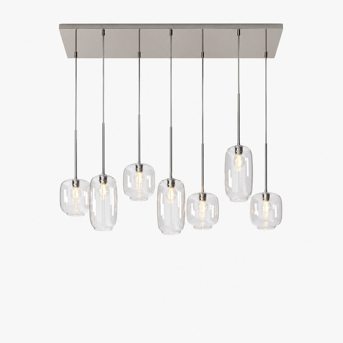 Lumivelle Sculptural 7-Light Chandelier – Adjustable Height Modern Glass Pendant